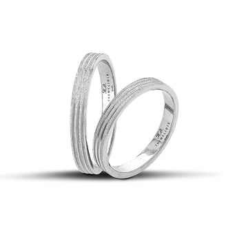 Λευκόχρυσες βέρες γάμου 3mm με συνδυασμό λουστρέ και ματ φινιρίσματος, χειροποίητης κατασκευής με ανατομικό σχεδιασμό.